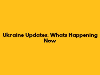Ukraine Updates: What's Happening Now