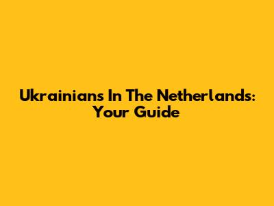 Ukrainians In The Netherlands: Your Guide