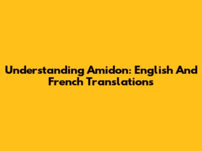 Understanding Amidon: English And French Translations