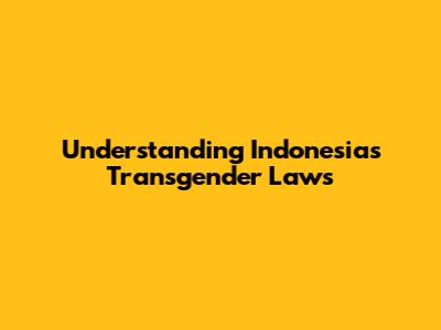 Understanding Indonesia's Transgender Laws