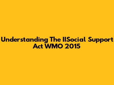 Understanding The IISocial Support Act WMO 2015