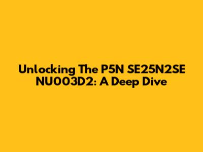 Unlocking The P5N SE25N2SE NU003D2: A Deep Dive