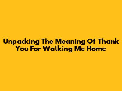Unpacking The Meaning Of 'Thank You For Walking Me Home'
