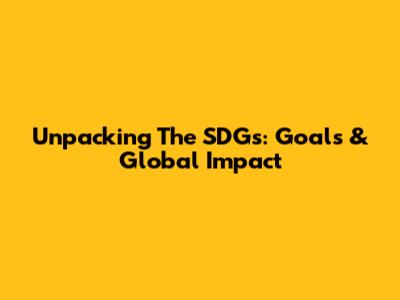 Unpacking The SDGs: Goals & Global Impact