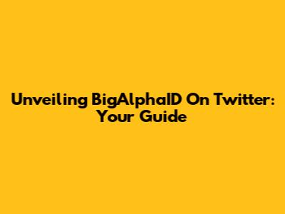 Unveiling BigAlphaID On Twitter: Your Guide