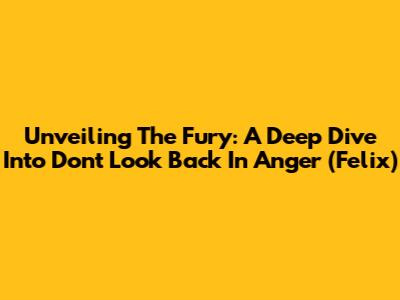 Unveiling The Fury: A Deep Dive Into Don't Look Back In Anger (Felix)