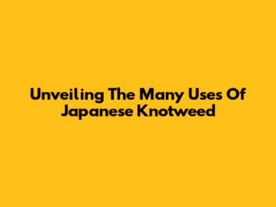 Unveiling The Many Uses Of Japanese Knotweed