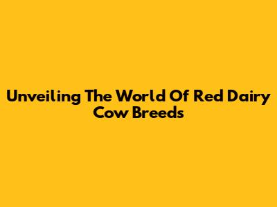 Unveiling The World Of Red Dairy Cow Breeds