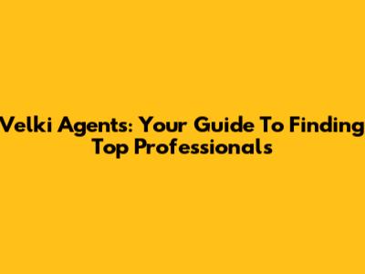 Velki Agents: Your Guide To Finding Top Professionals