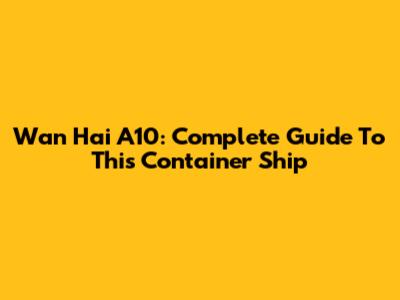 Wan Hai A10: Complete Guide To This Container Ship