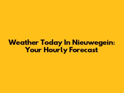 Weather Today In Nieuwegein: Your Hourly Forecast