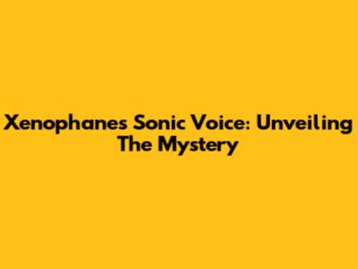 Xenophanes Sonic Voice: Unveiling The Mystery