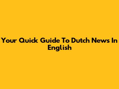 Your Quick Guide To Dutch News In English