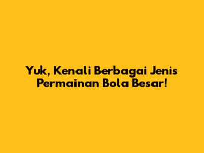 Yuk, Kenali Berbagai Jenis Permainan Bola Besar!