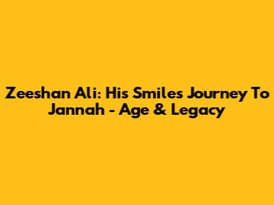 Zeeshan Ali: His Smile's Journey To Jannah - Age & Legacy