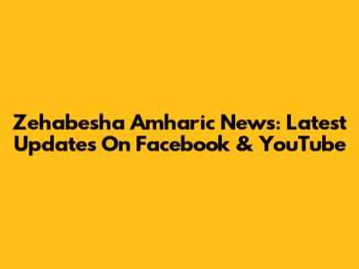 Zehabesha Amharic News: Latest Updates On Facebook & YouTube
