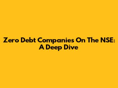 Zero Debt Companies On The NSE: A Deep Dive
