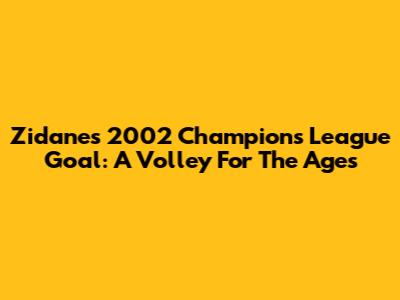 Zidane's 2002 Champions League Goal: A Volley For The Ages